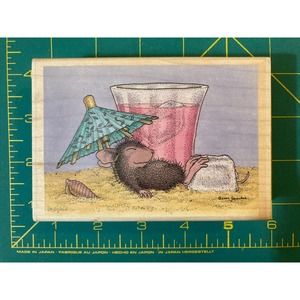 House Mouse Stamp Stampabilities Rubber Stamp Keeping Cool Muzzy HMLR1007 Summer
